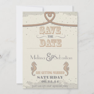 Nautischer Strand Sand Herz Knoten Save the Date