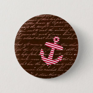 Nautischer Streifen roter Anker Button