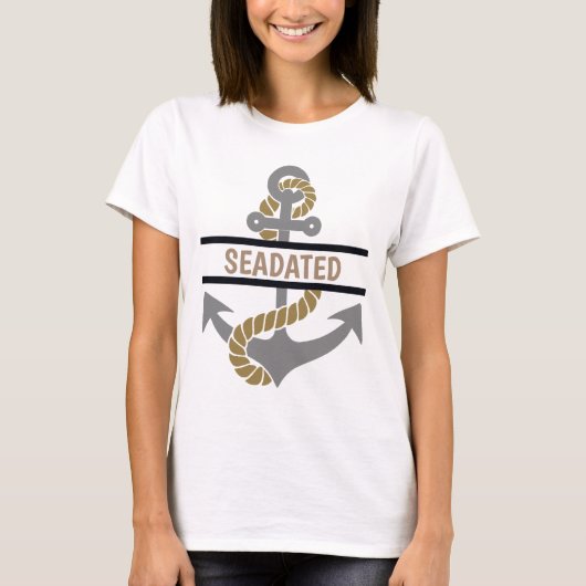 Nautischer T - Shirt mit Anker und Schiffsname (Vorderseite)