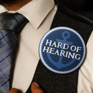 Nautischer Vater Navy Blue Anchor Hard Hearing Button