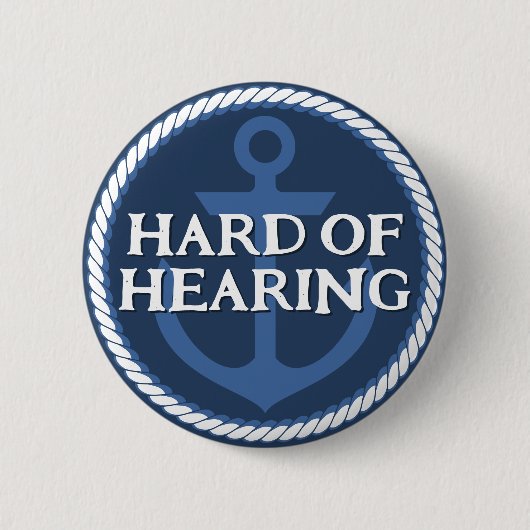 Nautischer Vater Navy Blue Anchor Hard Hearing Button (Vorderseite)
