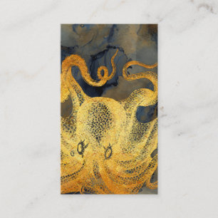 Nautischer Vintage-Gold-Oktopus Schwarze Tinte Was Visitenkarte