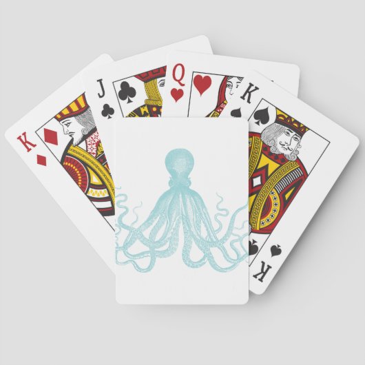 Nautischer Vintage-Meeres-Oktopus Spielkarten (Rückseite)