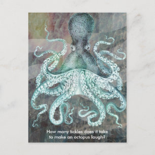 Nautischer Vintage-Oktopus Postkarte
