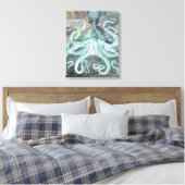 Nautischer Vintager Oktopus Leinwanddruck (Insitu (Schlafzimmer))