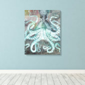 Nautischer Vintager Oktopus Leinwanddruck (Insitu (Holzboden))