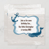 Nautischer Wal 1. Geburtstag Einladungen für Junge (Vorne/Hinten)