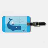Nautischer Wal und Segelboot Blaues Meer Gepäckanhänger (Vorderseite horizontal)