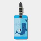 Nautischer Wal und Segelboot Blaues Meer Gepäckanhänger (Vorderseite vertikal)