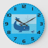 Nautischer Wal und Segelboot Blaues Meer Große Wanduhr (Vorderseite)