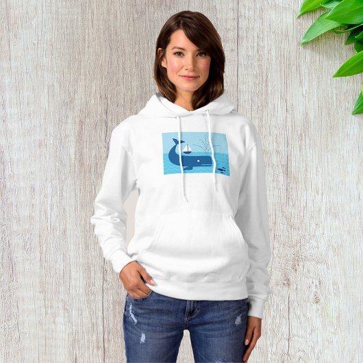 Nautischer Wal und Segelboot Blaues Meer Hoodie