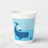 Nautischer Wal und Segelboot Blaues Meer Pappbecher (Vorderseite)