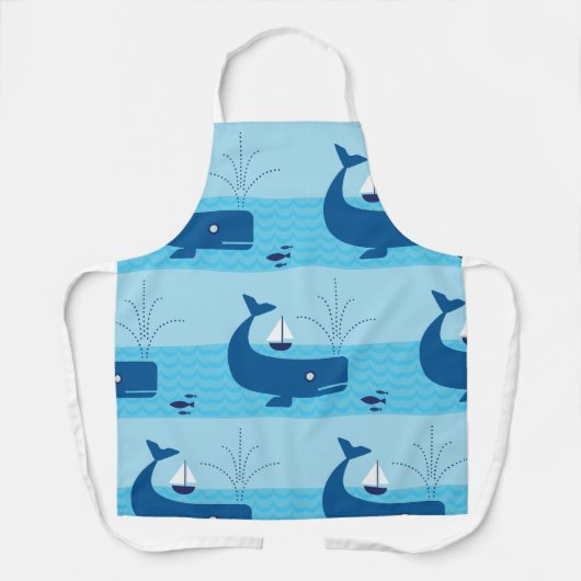 Nautischer Wal und Segelboot Blaues Meer Schürze (Vorderseite)