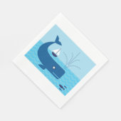 Nautischer Wal und Segelboot Blaues Meer Serviette (Ecke)