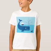 Nautischer Wal und Segelboot Blaues Meer T-Shirt (Vorderseite)