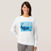 Nautischer Wal und Segelboot Blaues Meer T-Shirt (Vorne ganz)