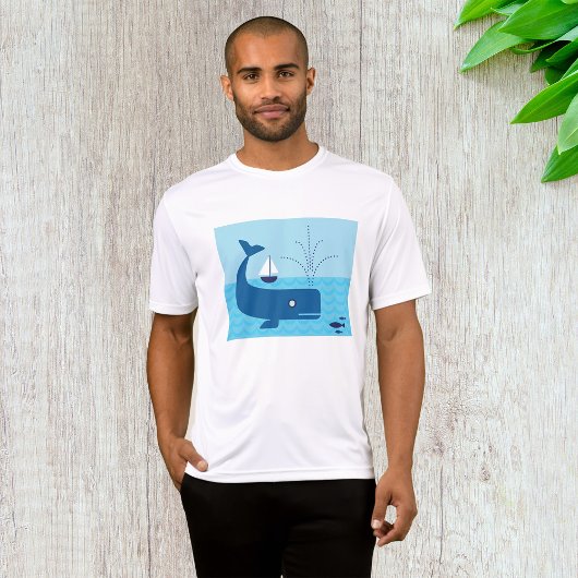 Nautischer Wal und Segelboot Blaues Meer T-Shirt