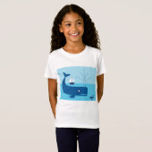 Nautischer Wal und Segelboot Blaues Meer T-Shirt (Vorne ganz)