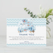 Nautischer Wal unter der Blue Boy Baby Dusche Dankeskarte (Stehend Vorderseite)