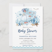 Nautischer Wal unter der Blue Boy Baby Dusche Einladung (Vorderseite)
