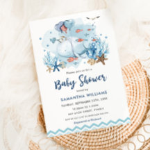 Nautischer Wal unter der Blue Boy Baby Dusche