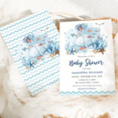 Nautischer Wal unter der Blue Boy Baby Dusche Einladung