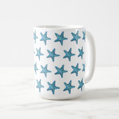 Nautischer Wasserfarben-Blauer Seestern Kaffeetasse (VorderseiteRechts)
