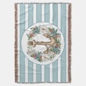 Nautischer Weihnachtskranz & Anker mit Franse Decke (Vorderseite Vertikal)