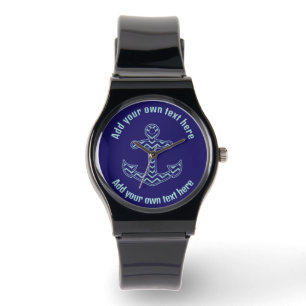 Nautischer Zickzack Ankertext Armbanduhr
