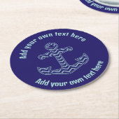 Nautischer Zickzack Ankertext Runder Pappuntersetzer (Angewinkelt)