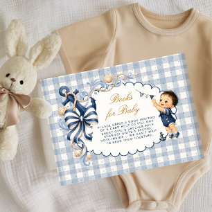 Nautisches Ahoy-Junge-Gingham-Bücher für Baby Begleitkarte