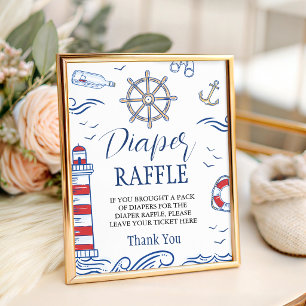 Nautisches Ahoy-Windel-Raffle-Tischschild 8x10 Sockelschild