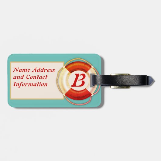 Nautisches anfängliches Retro-Lebensrettungsmuster Gepäckanhänger (Rückseite horizontal)