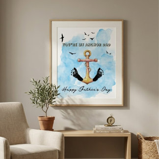 Nautisches Anker-Fußabdruck-Kunst-Vatertag-Andenke Poster