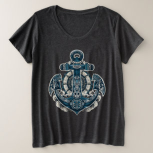 Nautisches Anker-Kunst-Grafik-T-Shirt – Vintage Große Größe T-Shirt