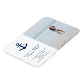 Nautisches Anker-Monogramm Foto Save-the-Date Magnet (Linke Seite)