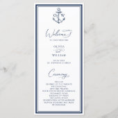 Nautisches Anker-Monogramm-Hochzeit Programm (Vorderseite)