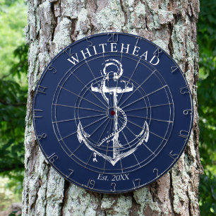 Nautisches Anker-Monogramm Marineblau Dartscheibe