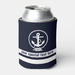 Nautisches Anker-Muster-Monogramm mit zusätzlichem Dosenkühler