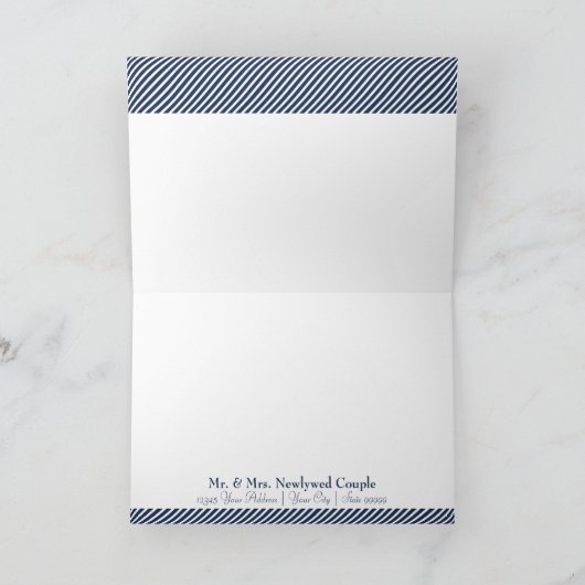 Nautisches Ankerboot Diagonal Streifen wirbeln Mod Dankeskarte (Innenseite)