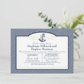 Nautisches Ankerboot Diagonal Streifen wirbeln Mod Einladung (Stehend Vorderseite)