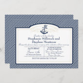 Nautisches Ankerboot Diagonal Streifen wirbeln Mod Einladung (Vorne/Hinten)