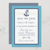 Nautisches Ankerboot Diagonal Streifen wirbeln Mod Save The Date (Vorne/Hinten)
