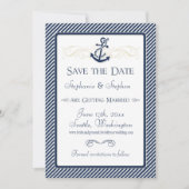 Nautisches Ankerboot Diagonal Streifen wirbeln Mod Save The Date (Vorderseite)