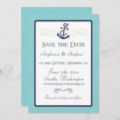 Nautisches Ankerboot Diagonal Streifen wirbeln Mod Save The Date (Vorne/Hinten)