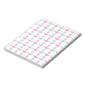 Nautisches Ankermuster Pink und Aqua Notizblock (Rotiert)