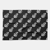 Nautisches Ankermuster schwarz oder beliebig farbi Handtuch (Horizontal)