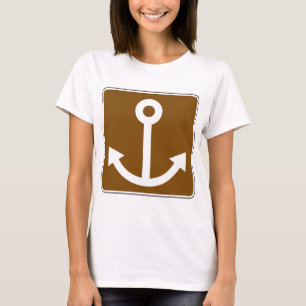 Nautisches Ankersymbol Braunes Marina-Schild T-Shirt