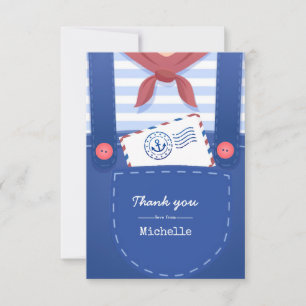 Nautisches Baby Boy Shower per Post Dankeskarte