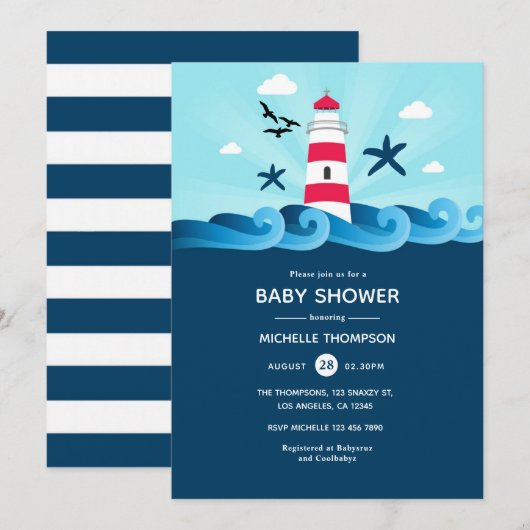 Nautisches Babyshower Einladung (Vorne/Hinten)